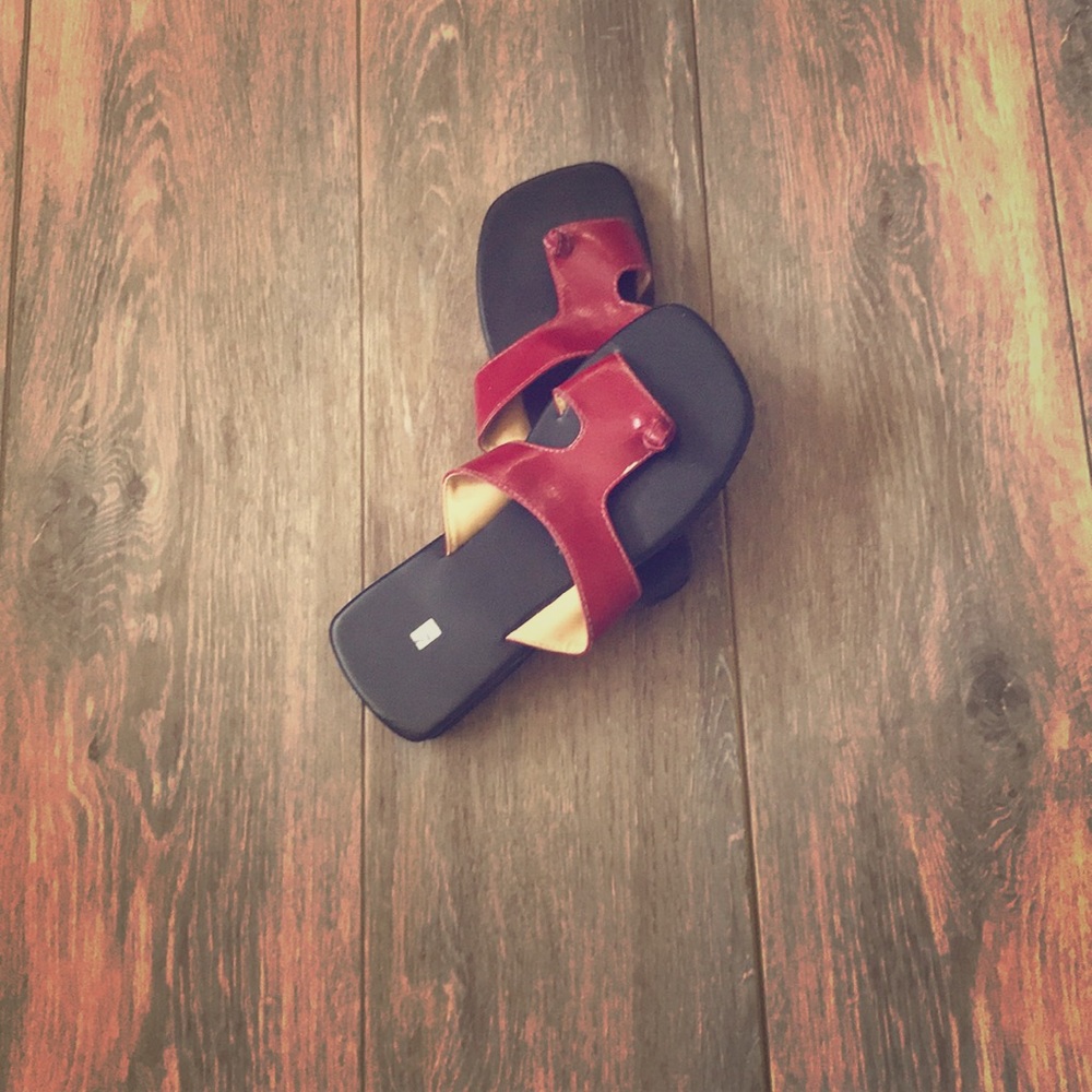 Red and black sandals